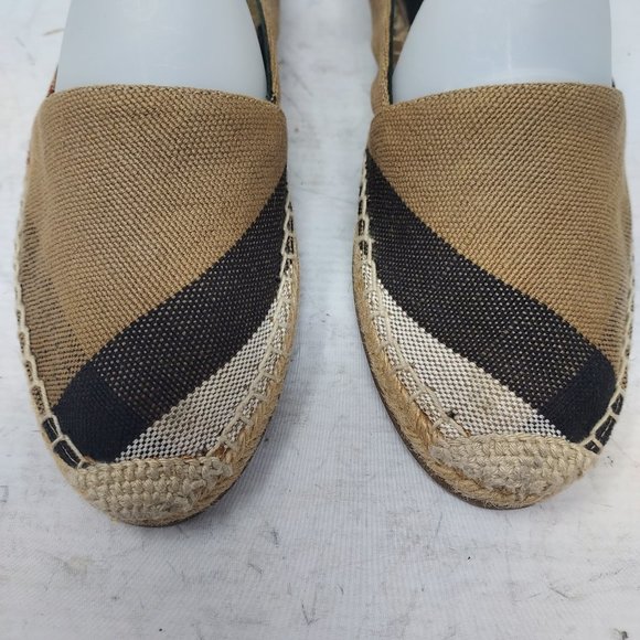 Burberry Hodgeson Check Brown Espadrille Flats - Picture 4 of 10